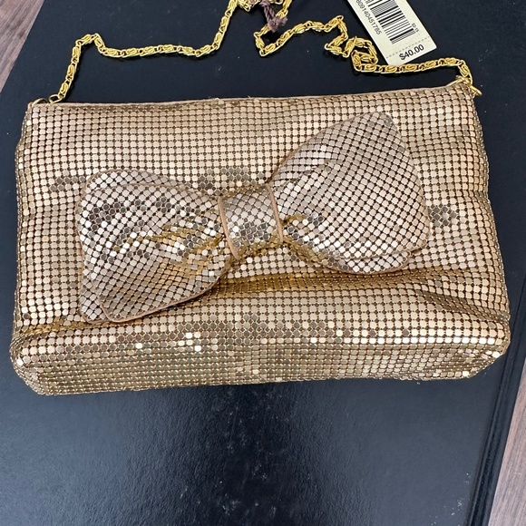 NWT Kate Landry August Evening Rose Gold Bow Evening Bag - Picture 4 of 7